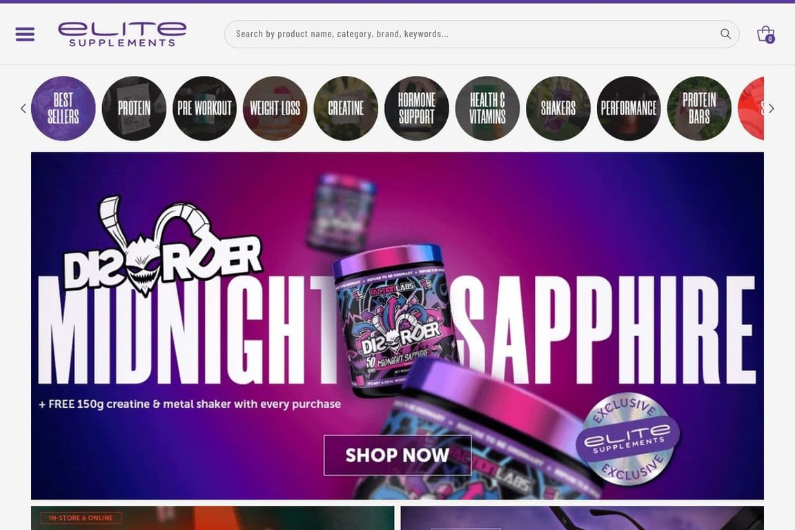 Elite Supps homepage