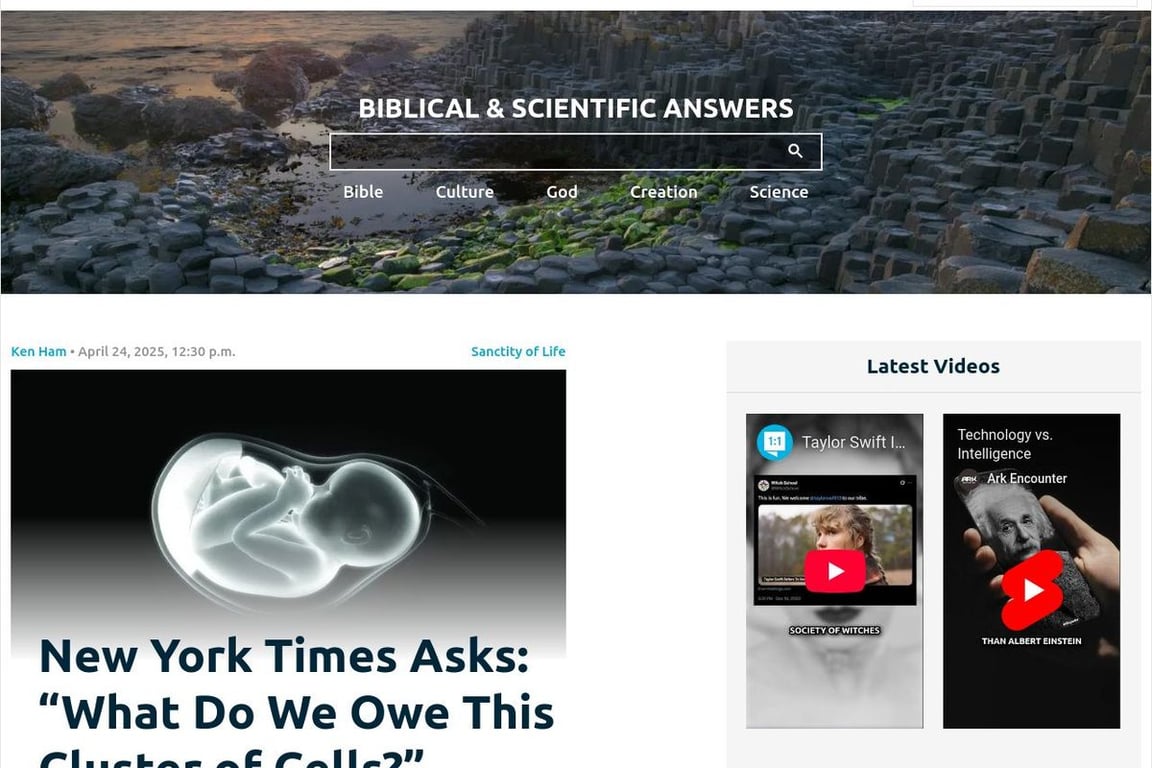 Answers in Genesis homepage