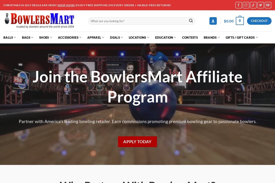 BowlersMart affiliate program signup page