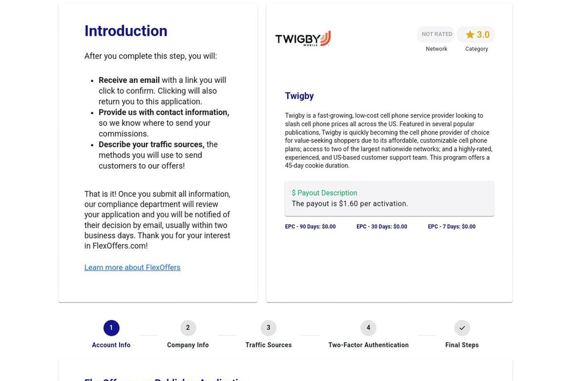 Twigby affiliate program signup page