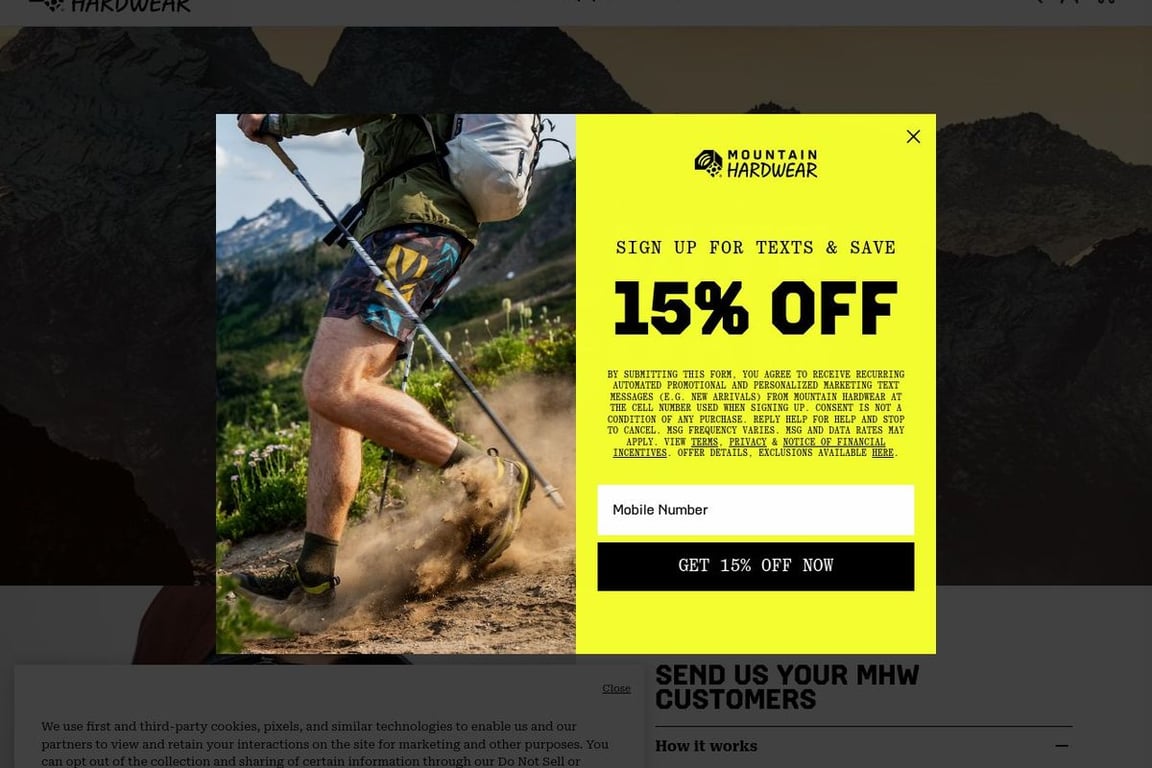 Mountain Hardware affiliate program signup page