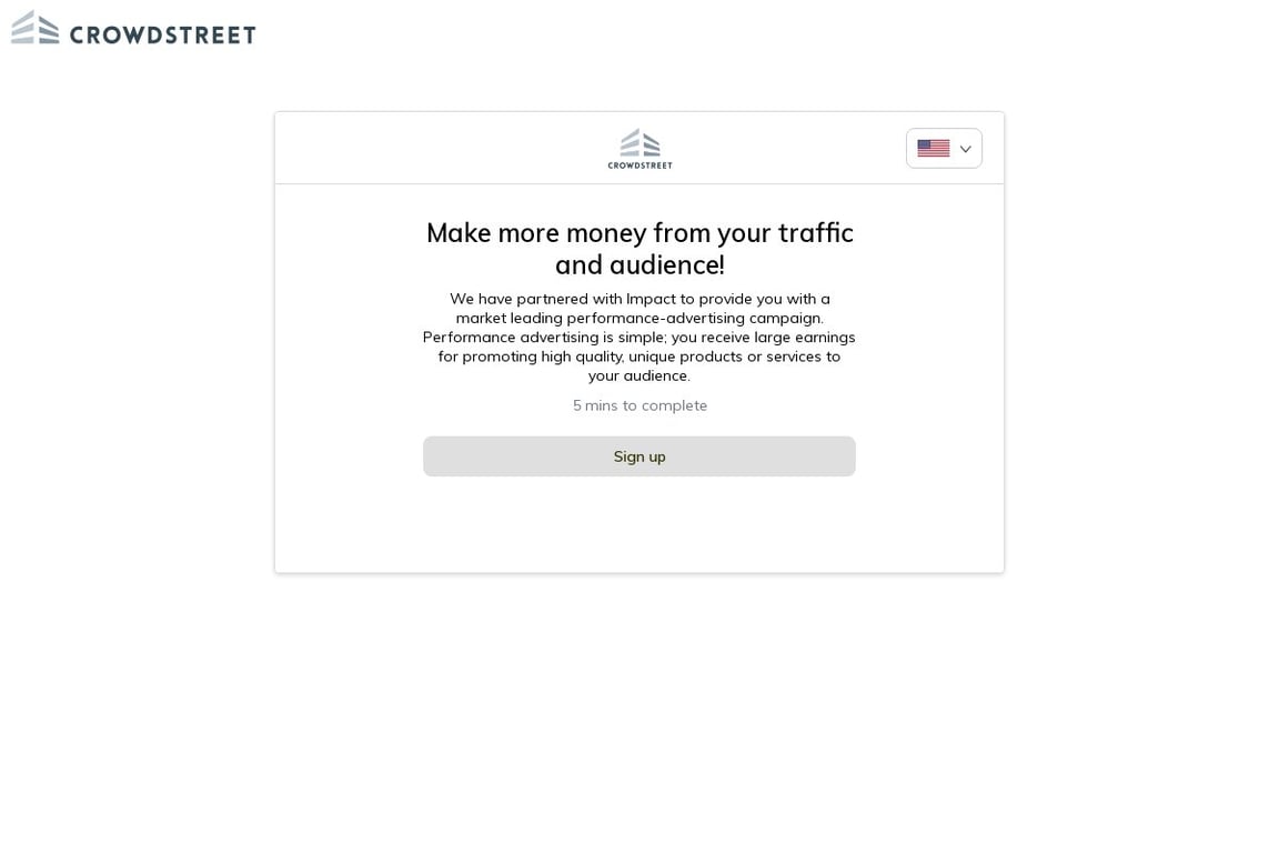CrowdStreet affiliate program signup page