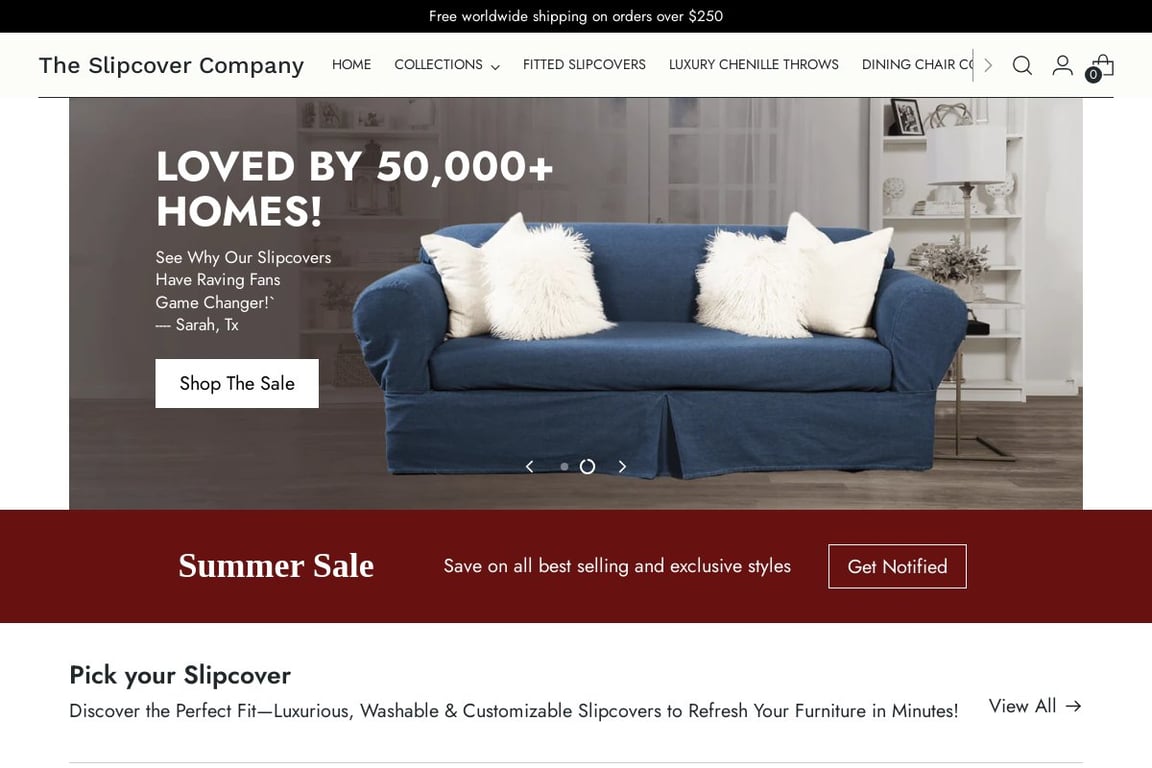 The Slipcover Company homepage