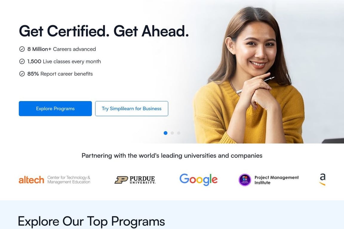 Simplilearn homepage