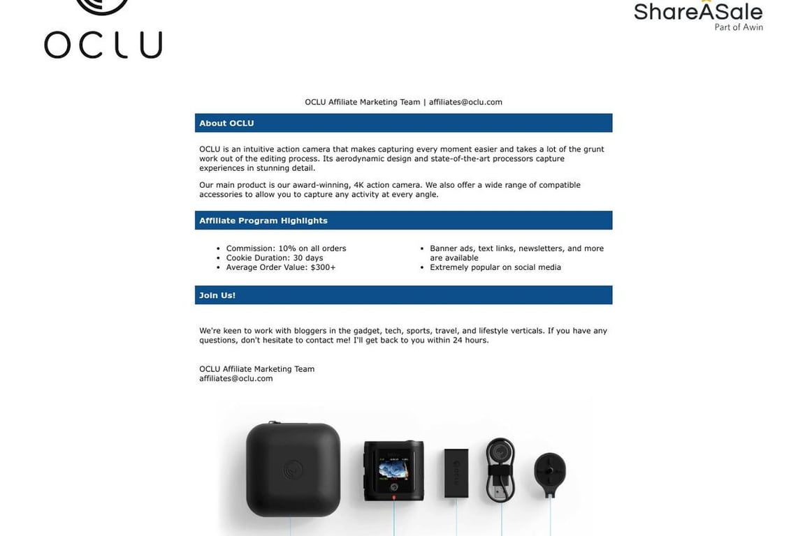 OCLU affiliate program signup page