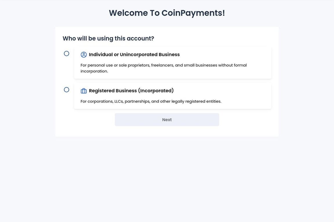 CoinPayments affiliate program signup page