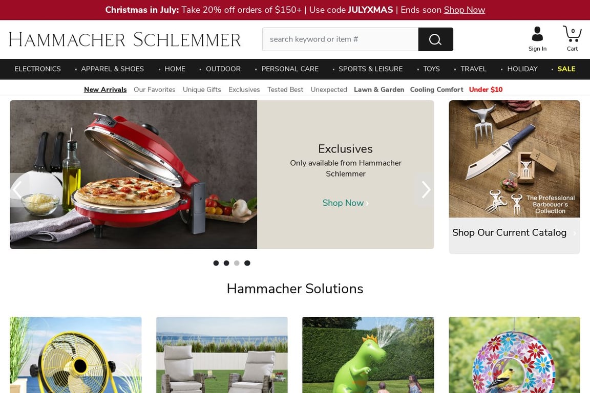 Hammacher Schlemmer homepage