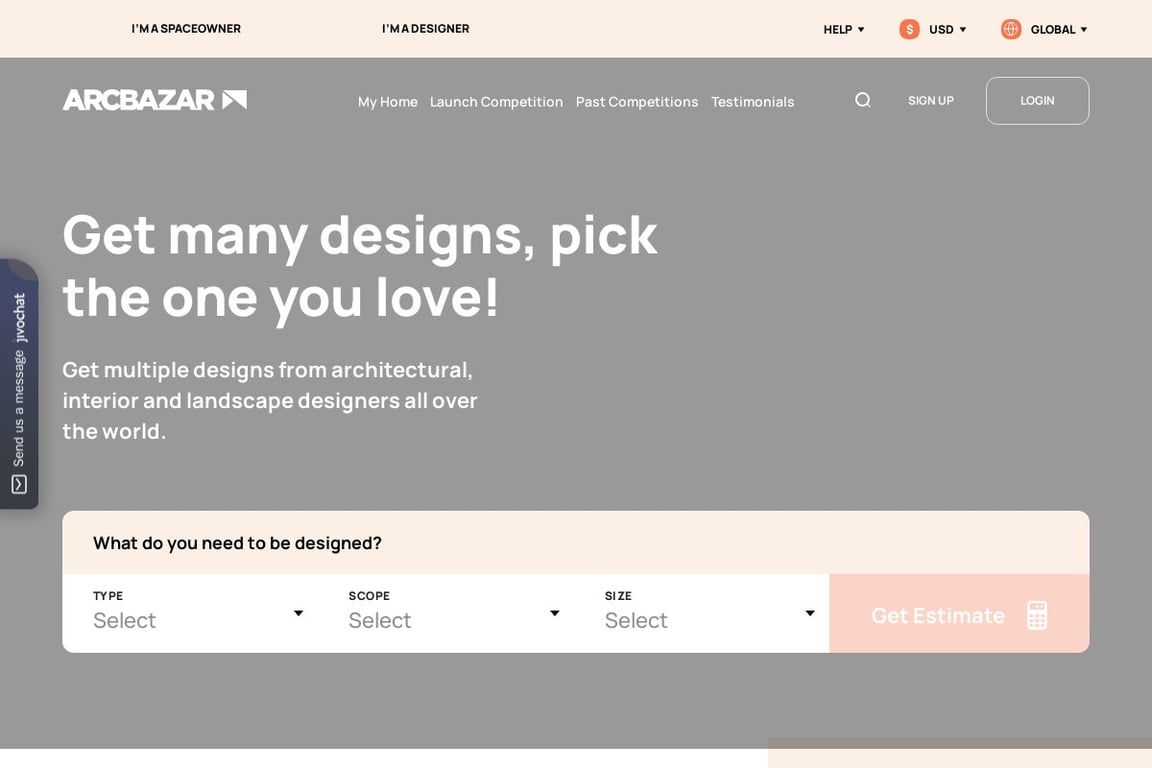 Arcbazar homepage