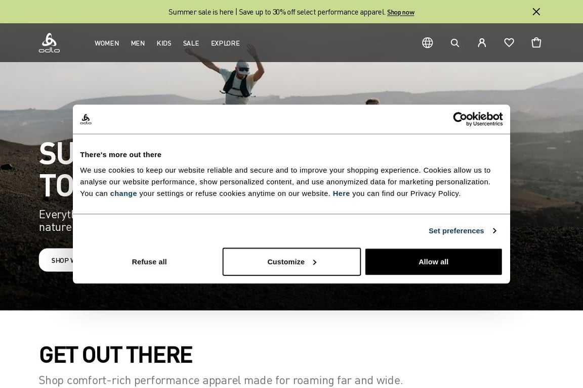 Odlo UK homepage
