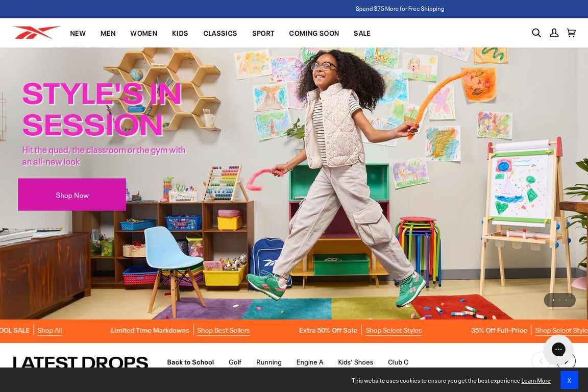 Reebok homepage