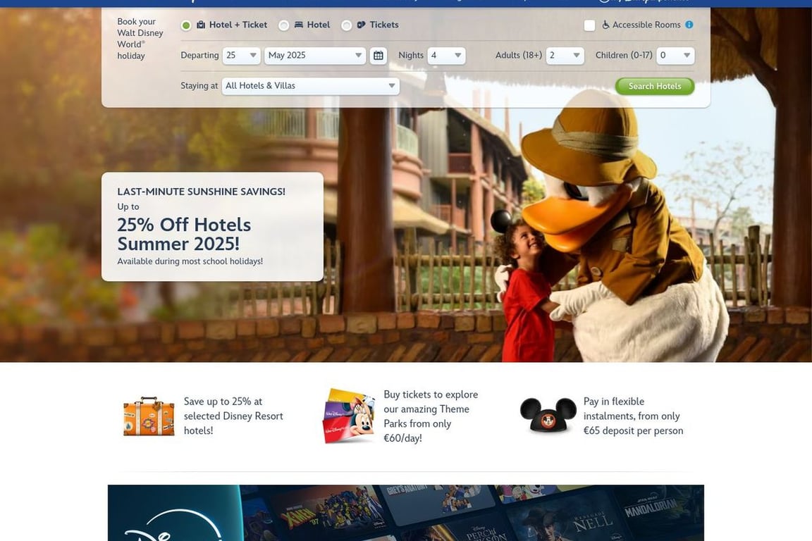 Disney Holidays homepage