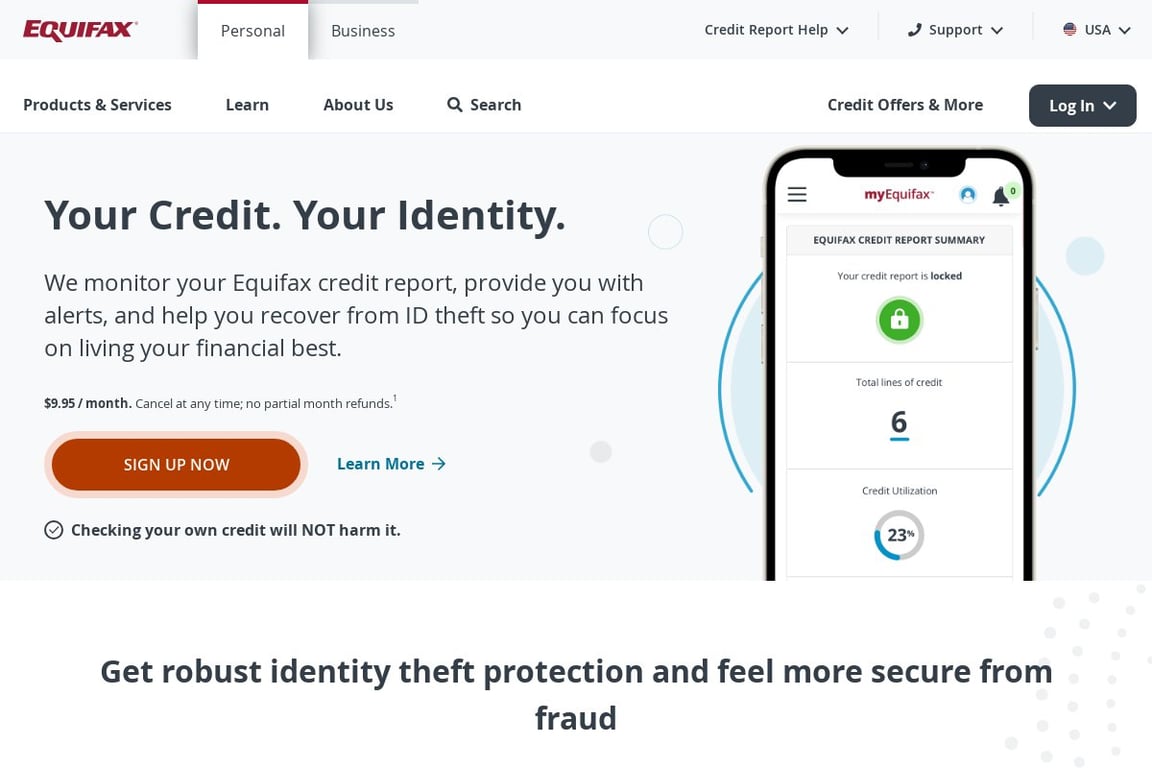 Equifax homepage