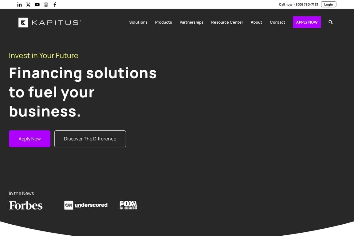 Kapitus Business Financing homepage