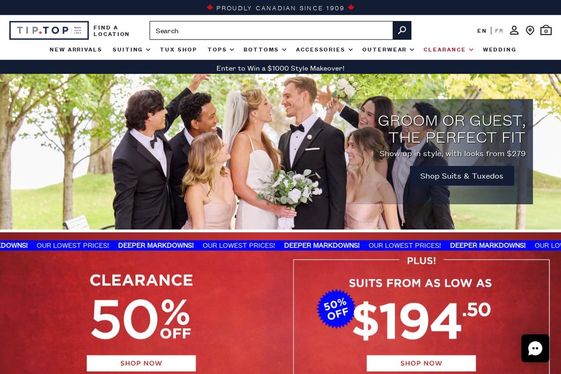 Tip Top Canada homepage