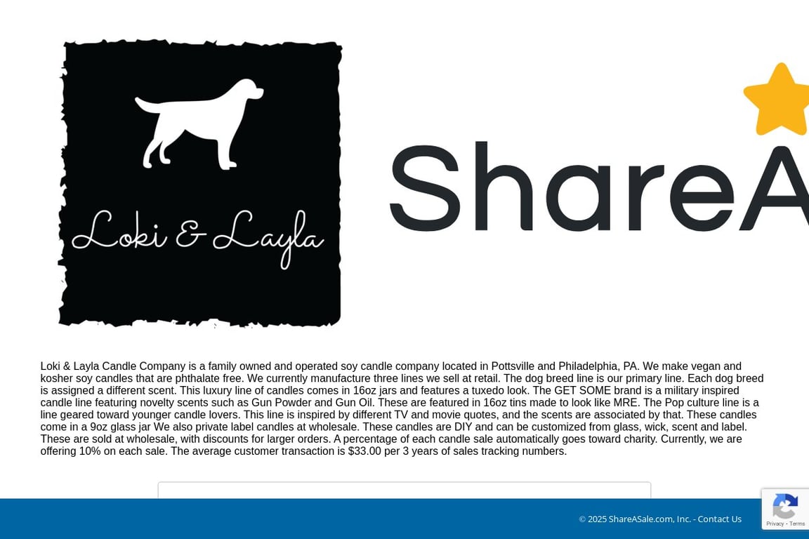 Loki & Layla Candle Company affiliate program signup page