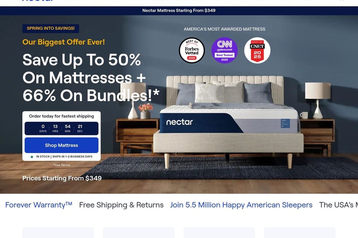 Nectar Sleep homepage