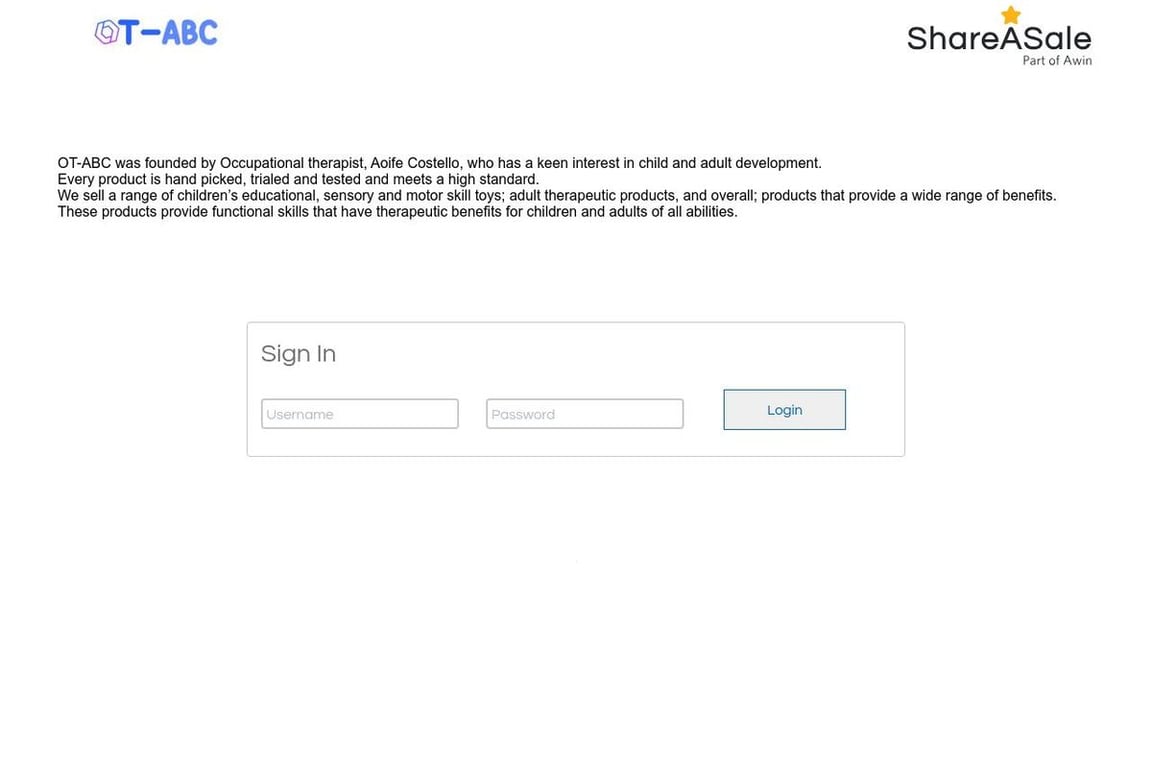 Occupational Therapy ABC affiliate program signup page
