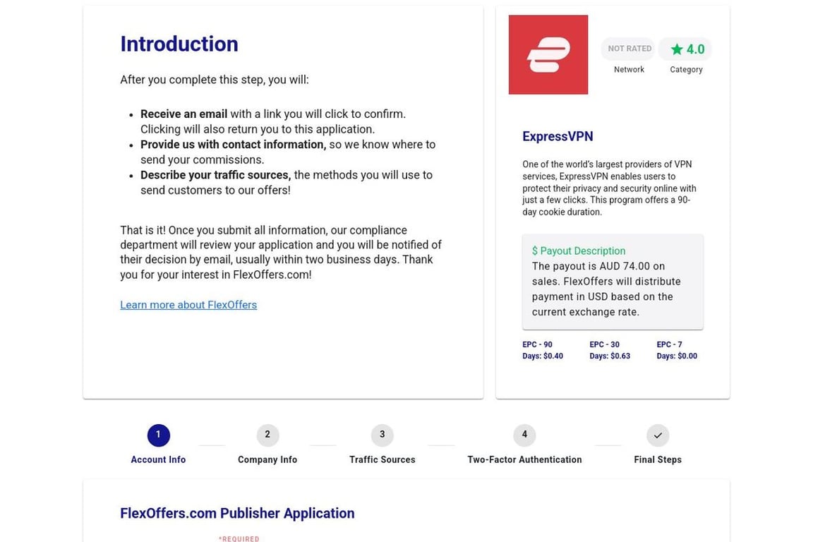 ExpressVPN affiliate program signup page
