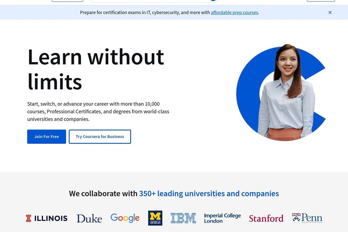 Coursera homepage