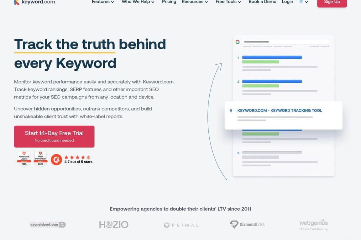 Keyword.com homepage