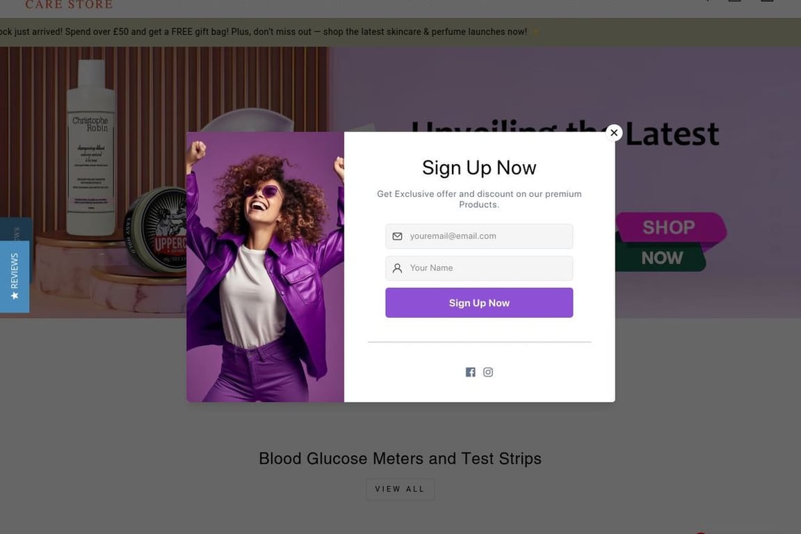 Active Care Store homepage