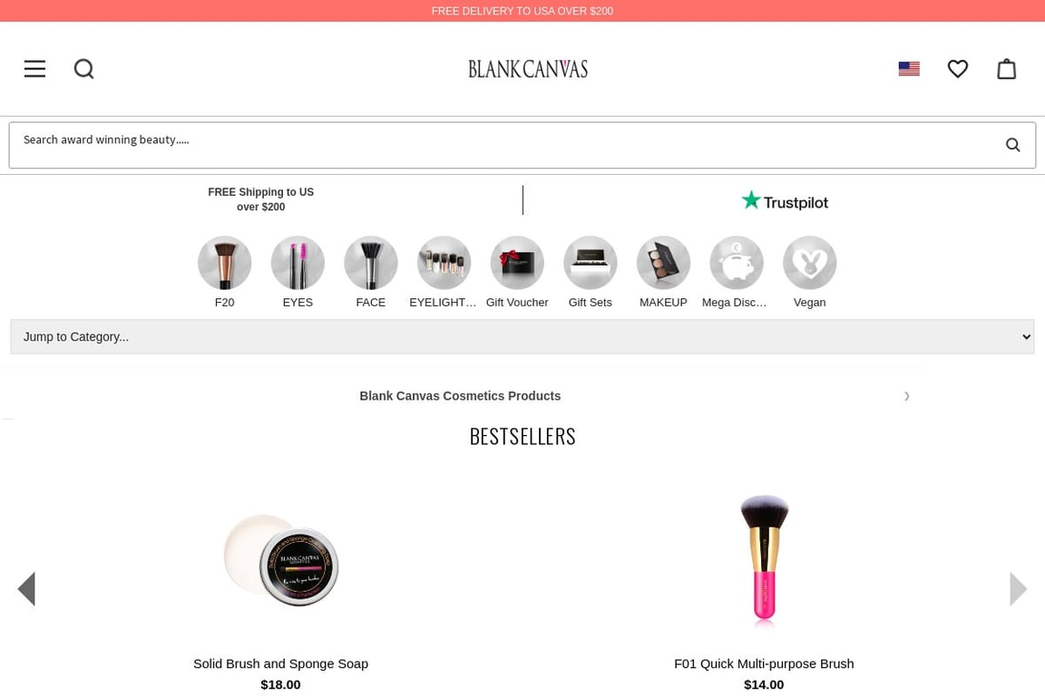 Blank Canvas Cosmetics UK homepage