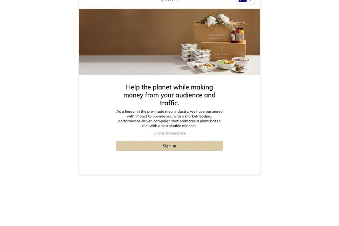 Soulara affiliate program signup page
