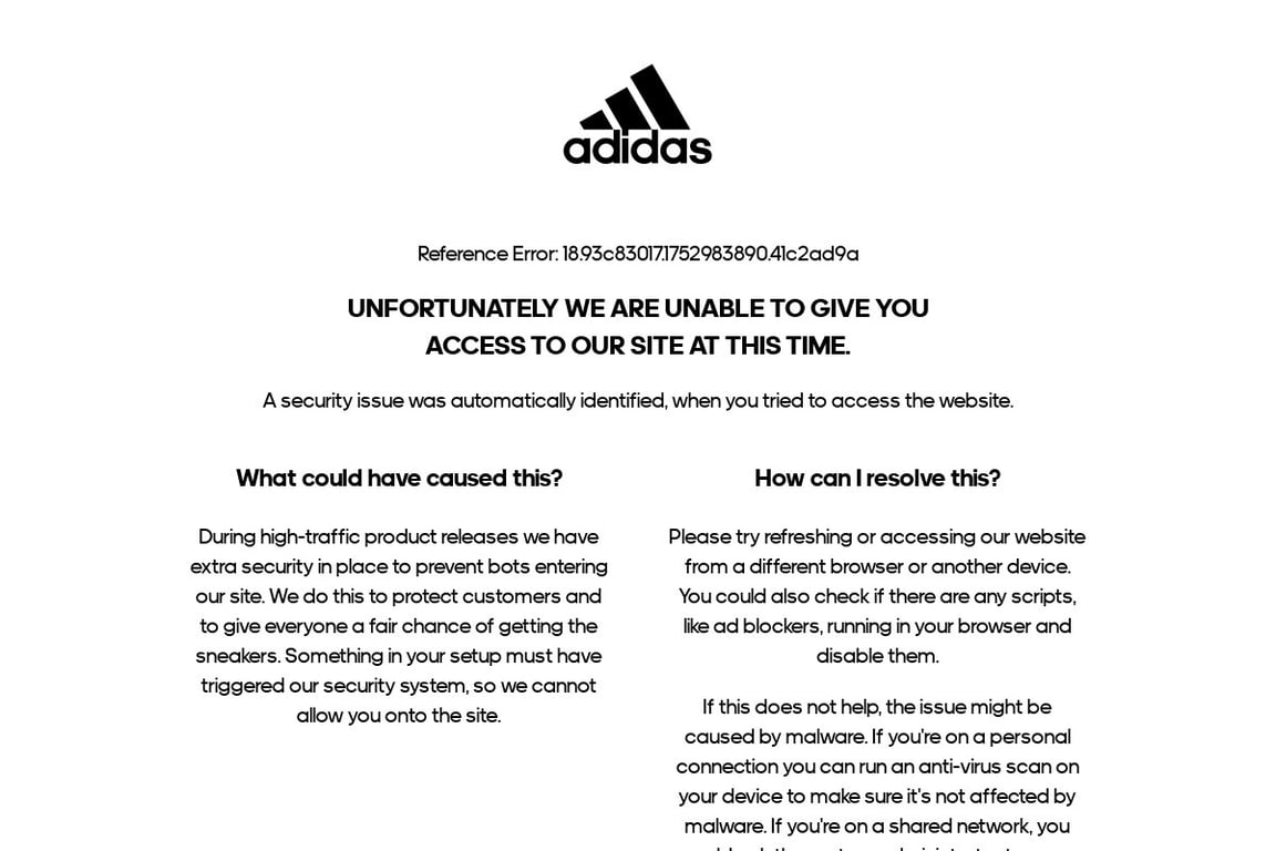 Adidas homepage