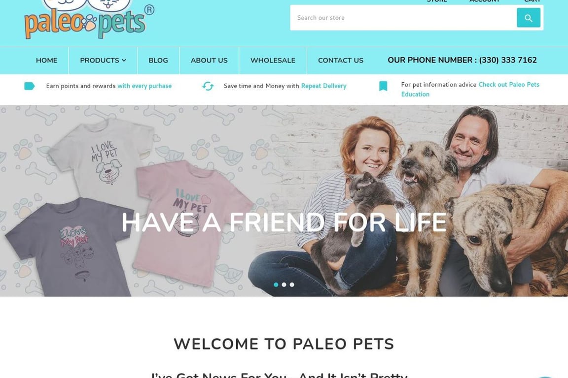 Paleo Pets homepage