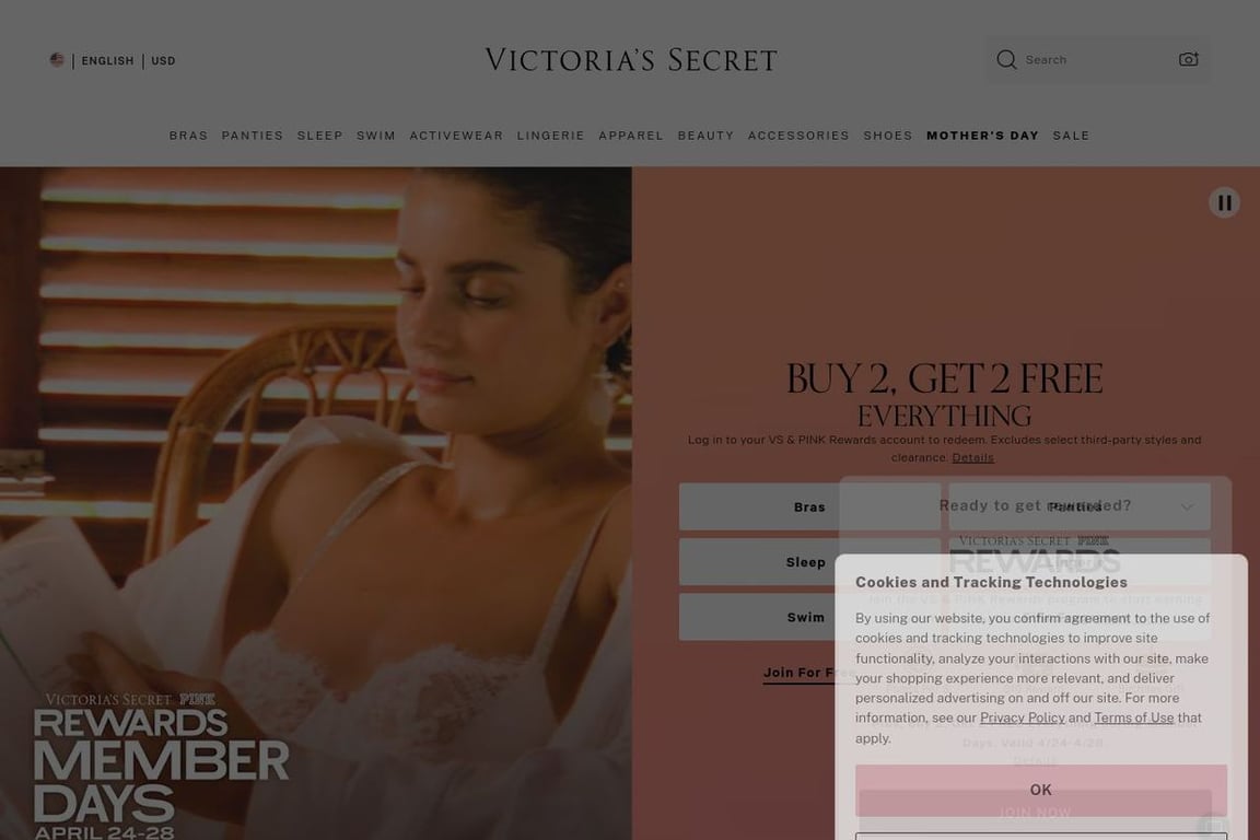 Victoria’s Secret homepage