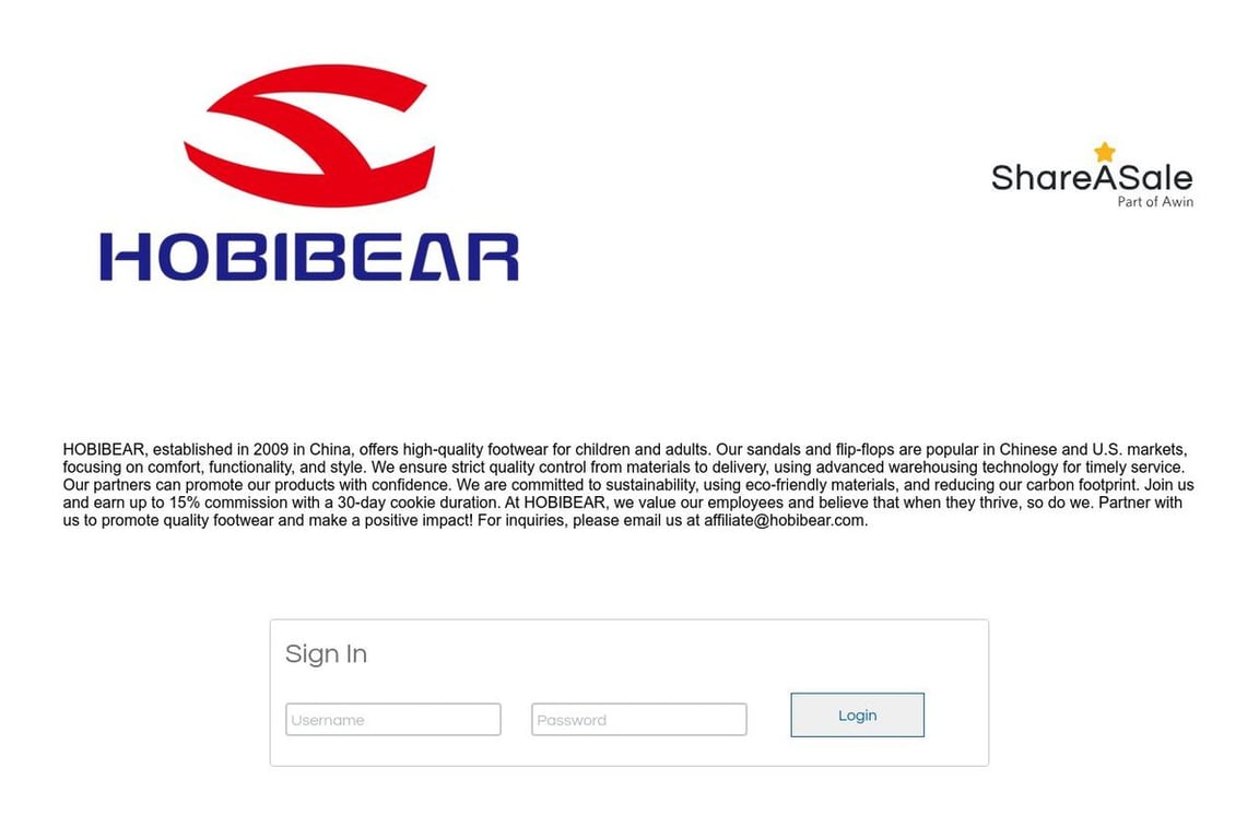 Hobibear affiliate program signup page