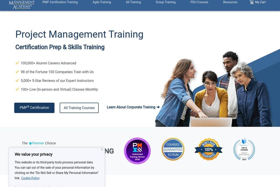Project Management Academy homepage