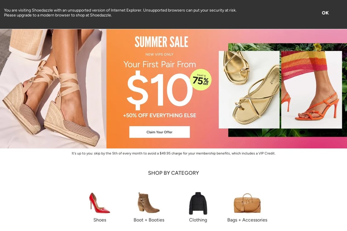 ShoeDazzle homepage