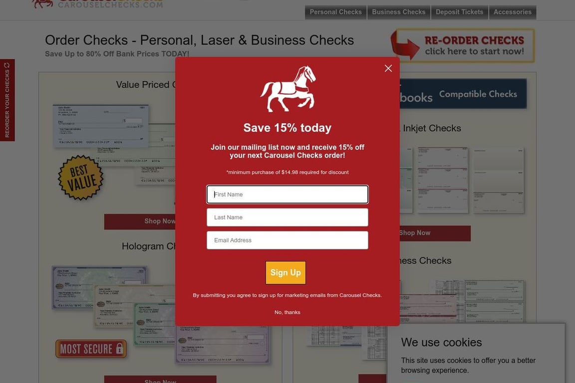 Carousel Checks homepage