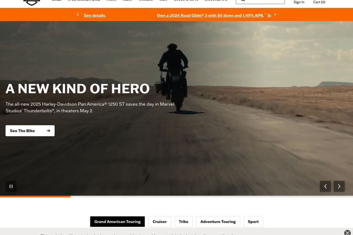 Harley Davidson homepage
