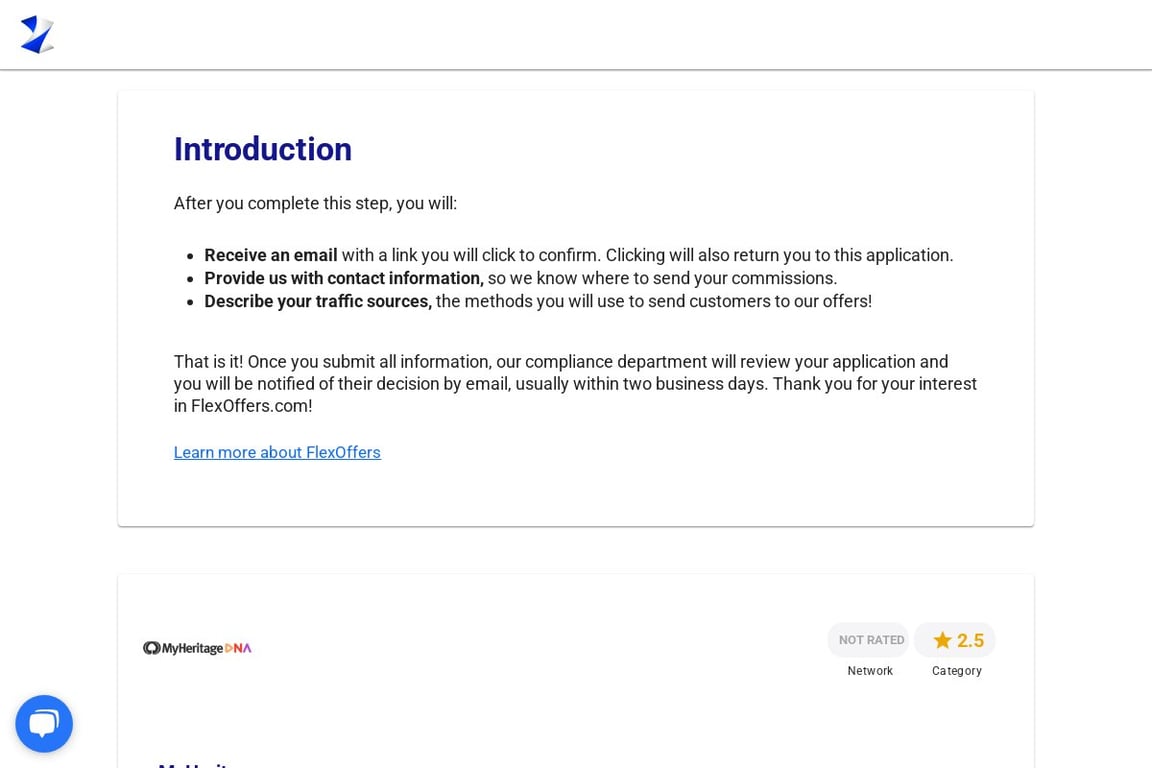 MyHeritage affiliate program signup page
