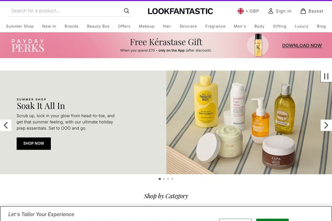 lookfantastic Preferred homepage