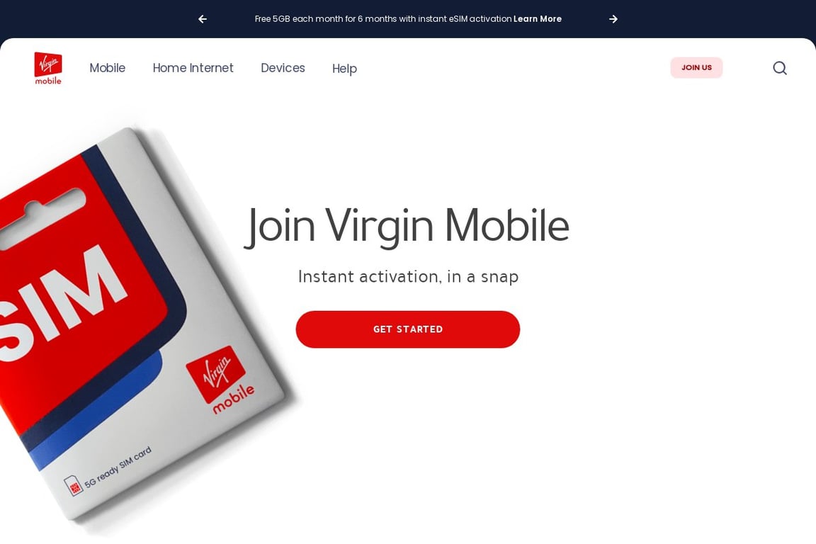 VirginMobile homepage