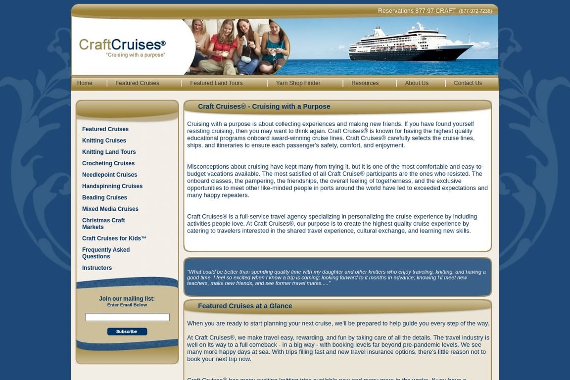 CraftCruises homepage