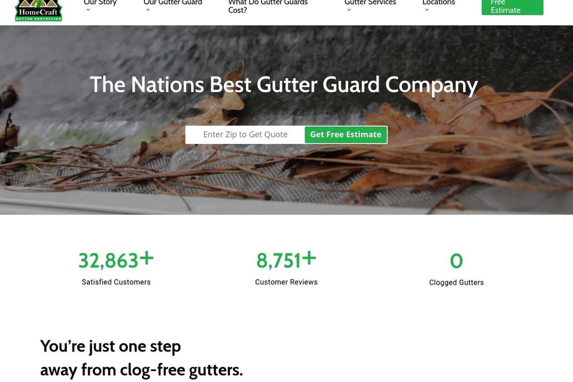 HomeCraft Gutter homepage
