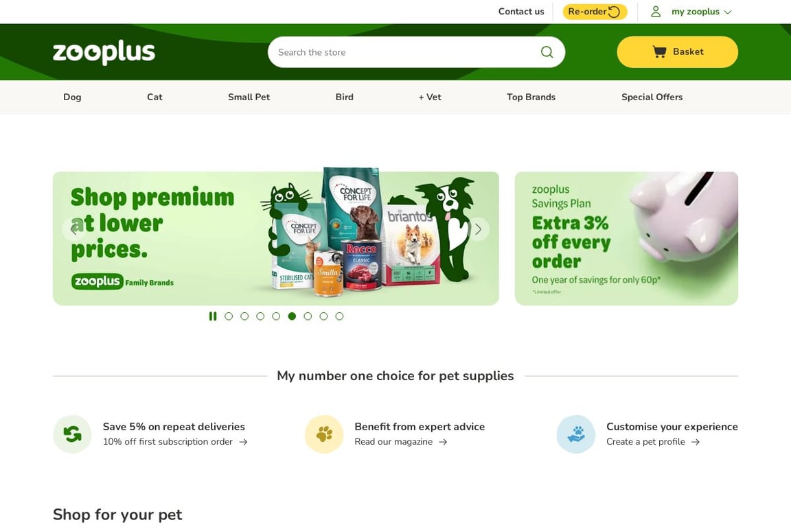 Zooplus.co.uk homepage