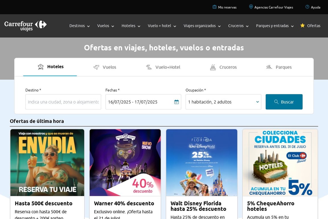 VIAJES CARREFOUR homepage