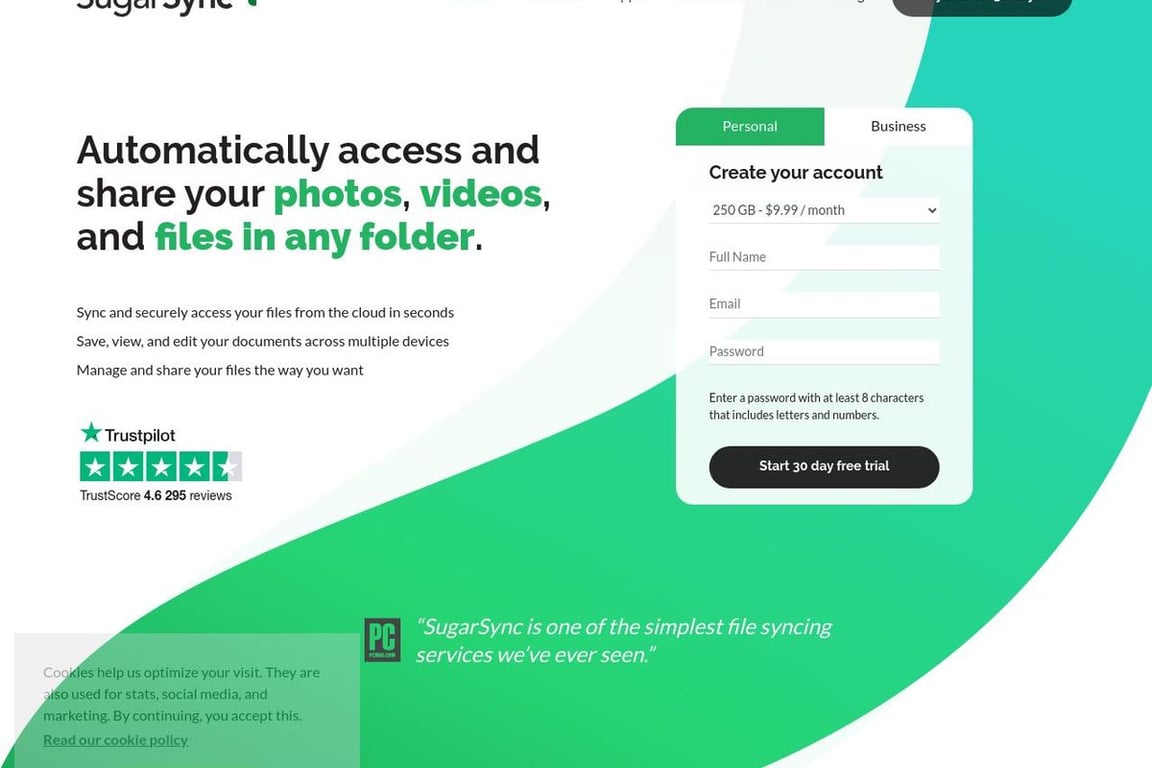 SugarSync homepage