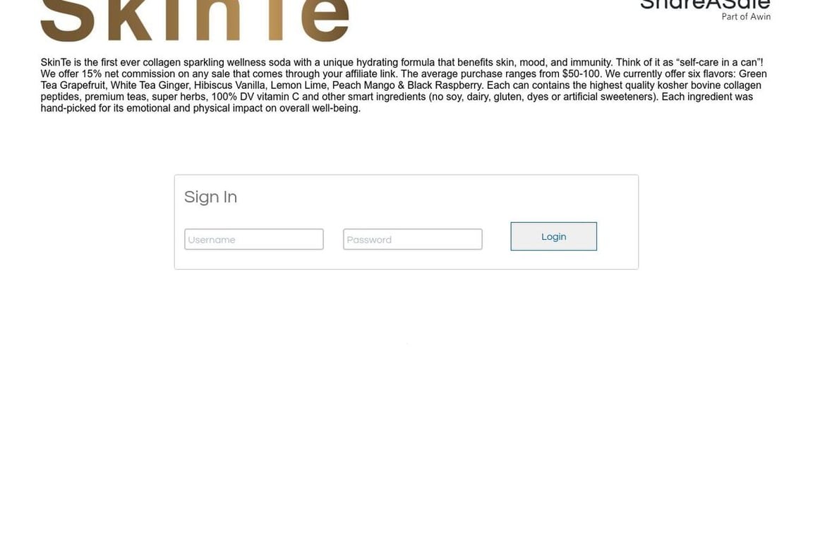 SkinTe affiliate program signup page