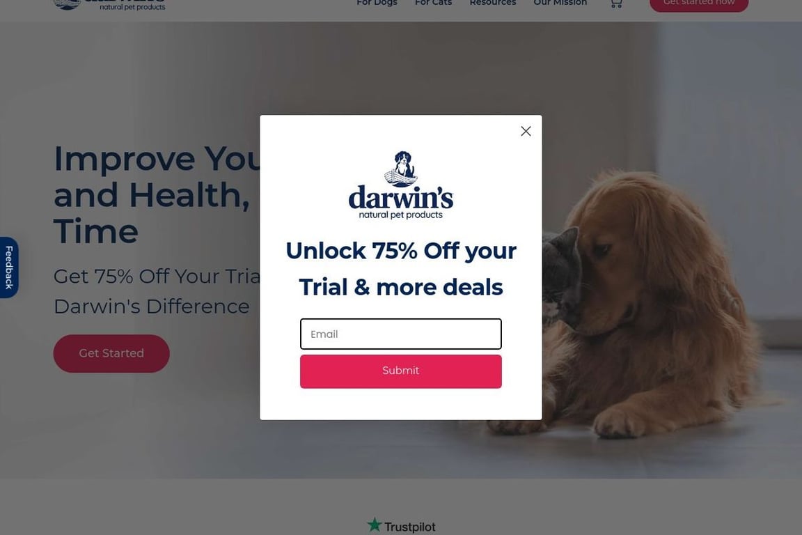 Darwin’s Natural Pet Products homepage