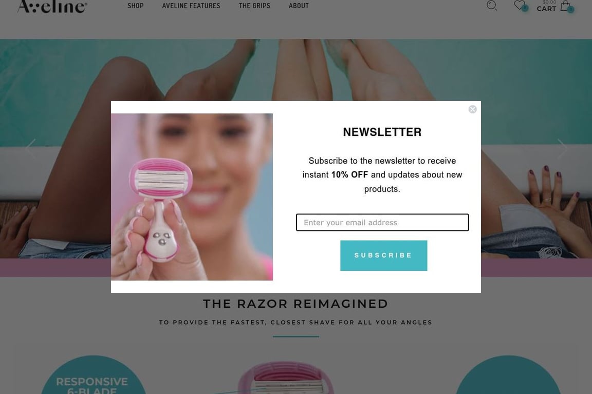 Aveline Razor homepage