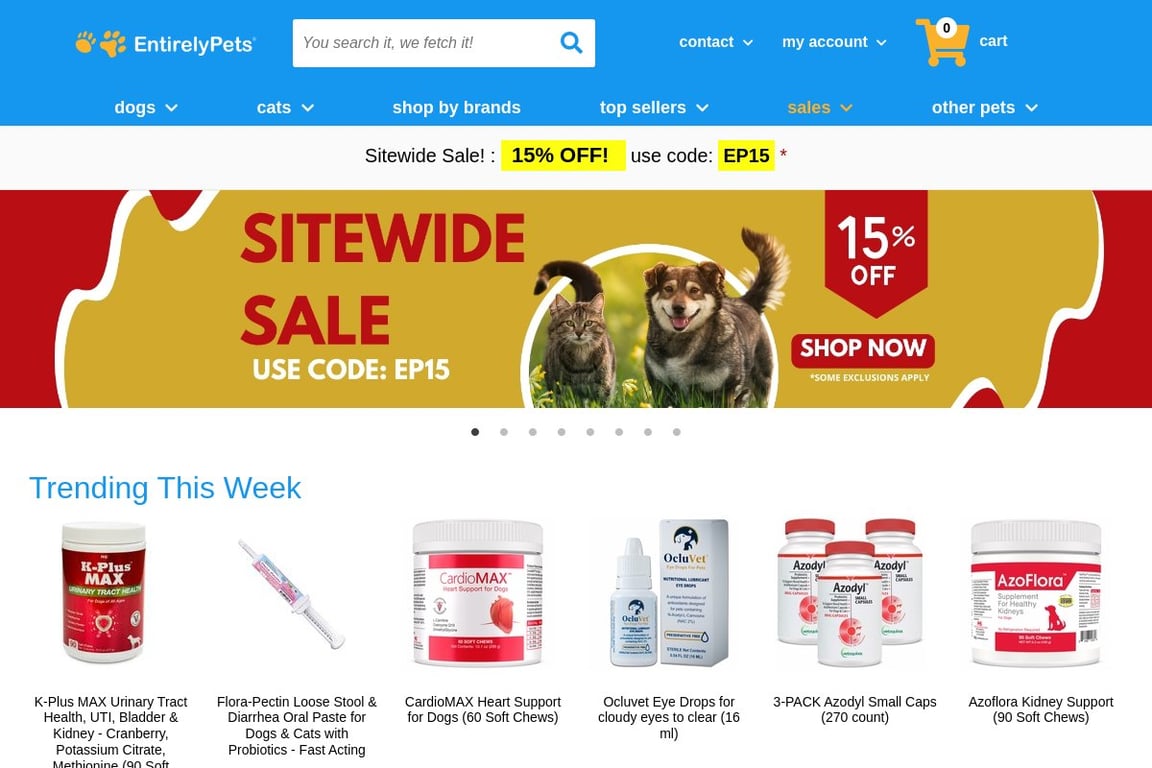 EntirelyPets homepage