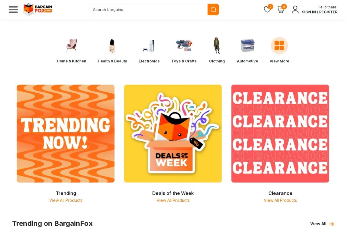 BargainFox homepage