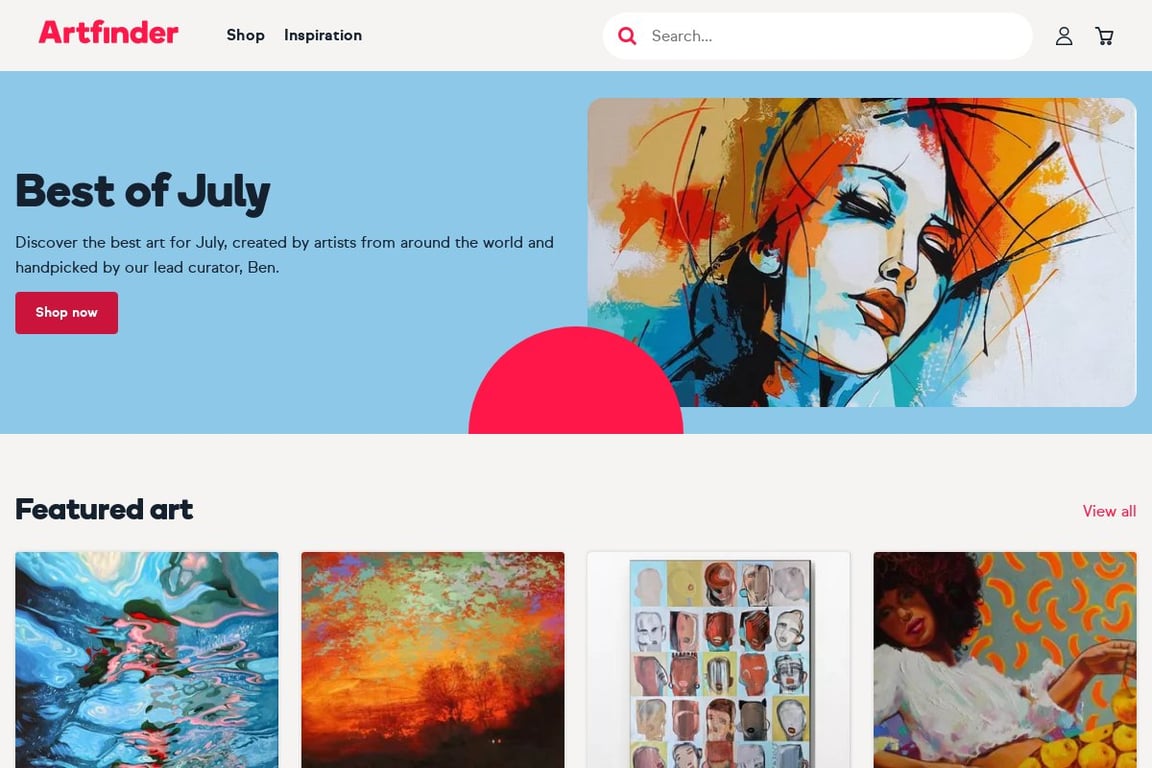 Artfinder affiliate program signup page