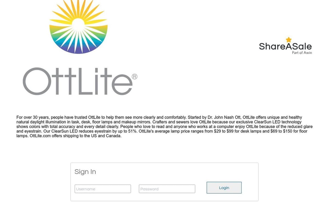 OttLite affiliate program signup page